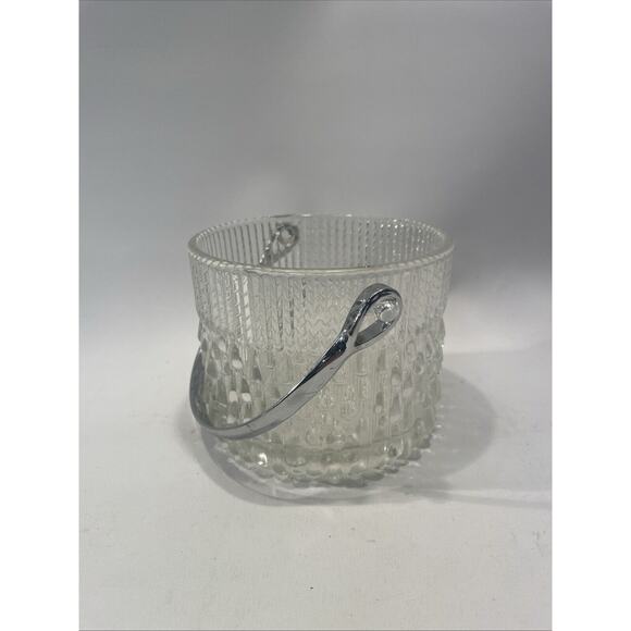 Vintage Mid Century Teleflora Glass Ice Bucket w/ Chrome Handle Made in Taiwan - Picture 1 of 9